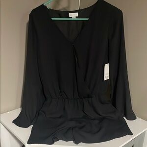 Black V-Neck Blouse